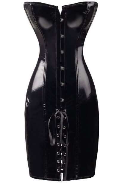 Sexy PVC Leatherette Corset Dess with Back Lace-up