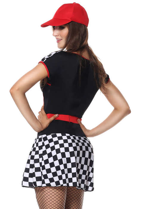 Sexy Light-Up Racer Girl Costume Short Sleeves Dress Sports Costumes