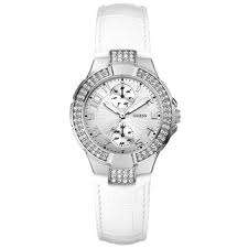 *** GUESS PRISM WHITE LEATHER LADIES WATCH - U10580L1  *** BRAND NEW ***