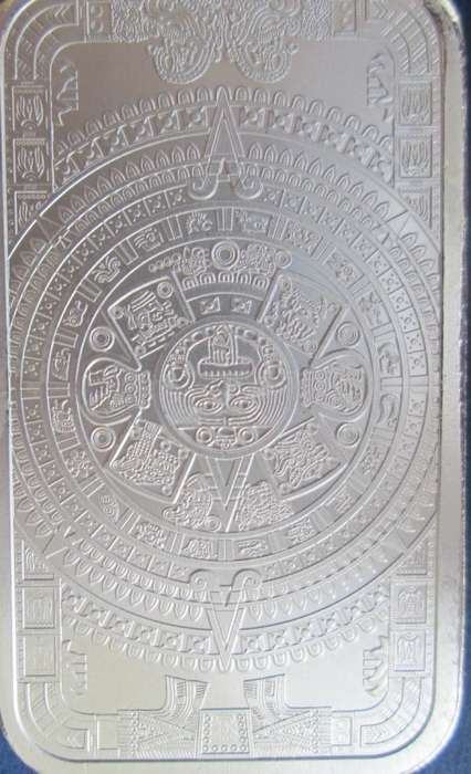 ( LOW START )   CUAUHTEMOC / CALENDAR  1oz  999.9%    PURE SILVER BAR   ( BID PER BAR )