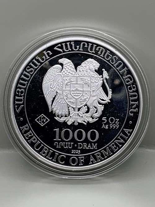 (  LOW START )    FIVE OUNCE   2023  EDITION   ARMENIAN   NOAH`S ARK       PURE SILVER