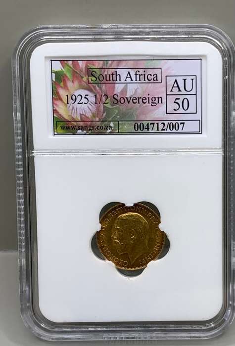 (   KING GEORGE V  )    1925  SOUTH AFRICAN       HALF GOLD SOVEREIGN        SPECIAL MINT MARK