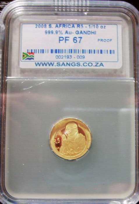 ((  CRAZY R1  ))...2008....PROOF GRADE....MAHATMA GANDHI....1/10oz....24ct....GOLD