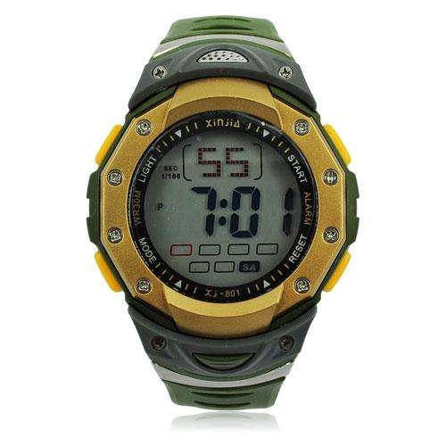 Multi-Function Water Resistant Silicone Cold-Light Digital Sportwatch