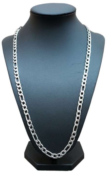6mm Figaro Link - 316L Solid Stainless Steel Necklace Chain - Hypoallergenic - Never Tarnish - 75cm