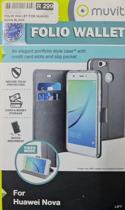 Muvit Folio Wallet Case Stand for Huawei Nova - Black