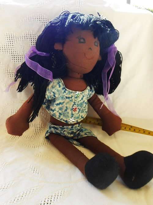 vintage brown cloth/rag doll very well made with painted face