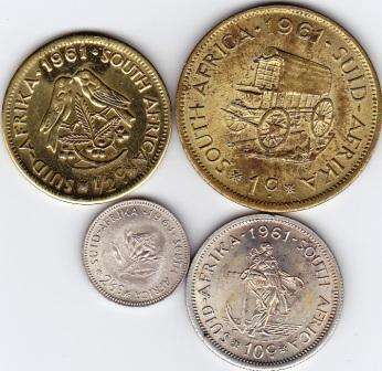 1961 x 4 coins on one auction. R1 start.