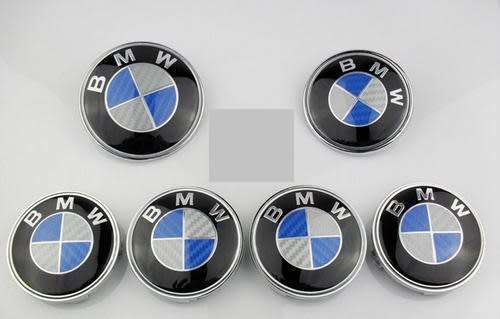 BMW Blue Carbon Fibre 6 Piece Badge Emblem Decal Set
