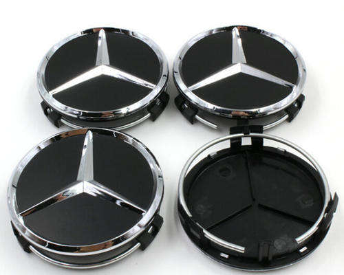 Mercedes Benz 75mm Black Wheel hub cap center badge