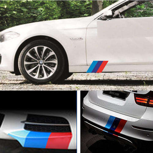 BMW MotorSport 3 Stripes Vinyl PVC Sticker Badge/Emblem/Logo, 25 x 5cm, R100 per set