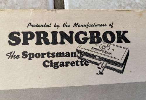 Rare 1949 Springbok South Africa Rugby Team photo with printer Signatures Springbok cigarettes promo