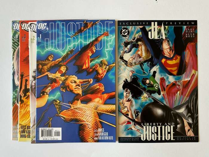 DC Comics Alex Ross JUSTICE No: 1-4 and a little extra preview booklet