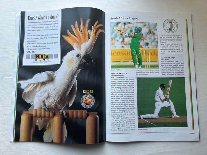 South Africa VS Australia CRICKET TEST 1994 Program
