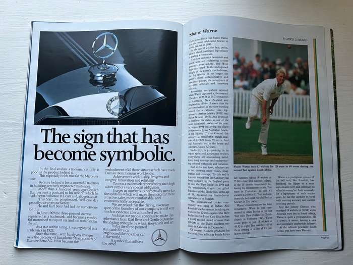 South Africa VS Australia CRICKET TEST 1994 Program