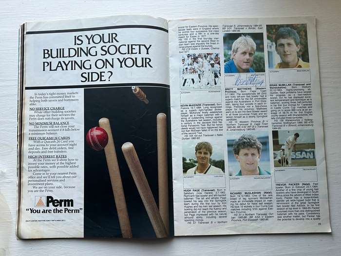 9 x Autographs signed South Africa SPRINGBOK CRICKET TEST 1986 Program