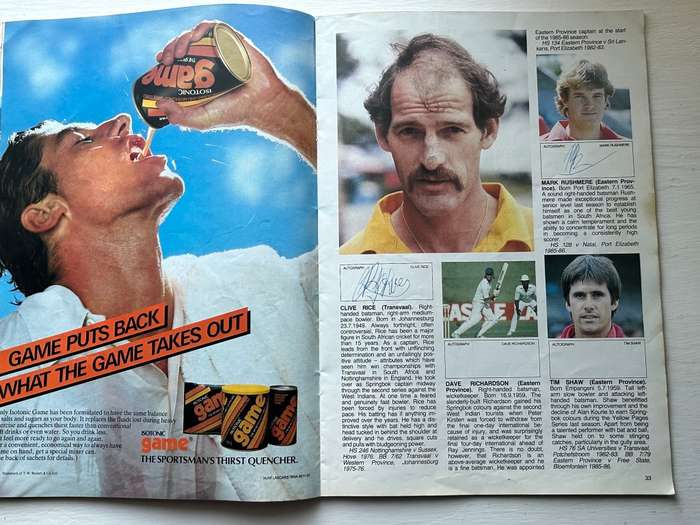 9 x Autographs signed South Africa SPRINGBOK CRICKET TEST 1986 Program