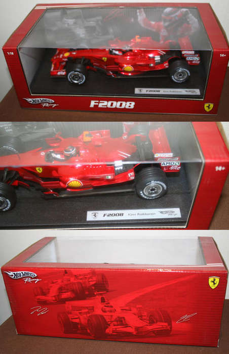 HotWheels GRAND PRIX F1 RACER Ferrari F 2008 KIMI RAIKKONEN 1:18 scale -  very hard to find