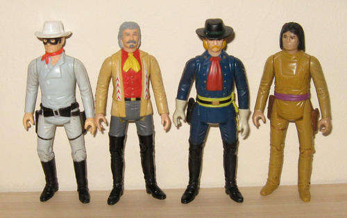 Lone Ranger Tonto Buffalo Bill Cody General Custer action 4 figure lot - Gabriel toys - 1980 - rare