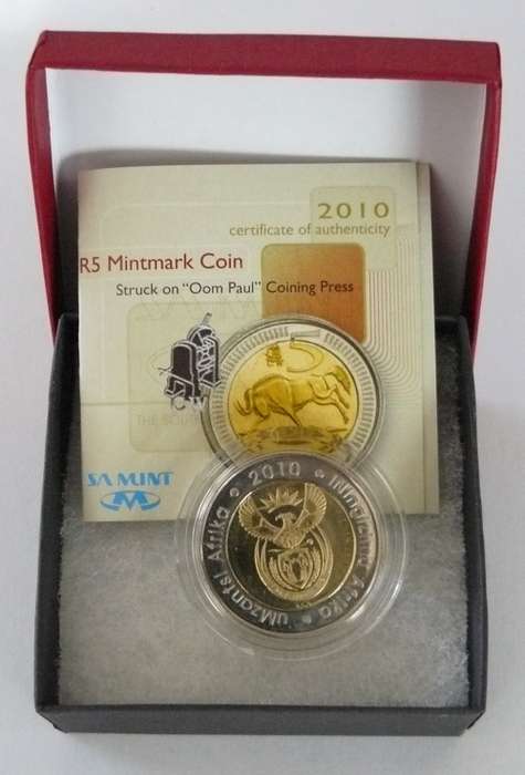 ** 2010 Oom Paul Mintmark R5 in capsule Proof-like ** in original box as issued by SA Mint
