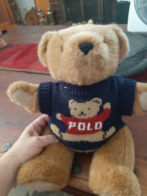 vintage ralph lauren teddy bear with polo shirt