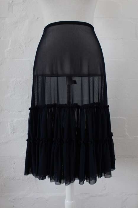 NAVY BLUE NEW VINTAGE RUFFLE PETTICOAT SLIP SKIRT - SIZE LARGE