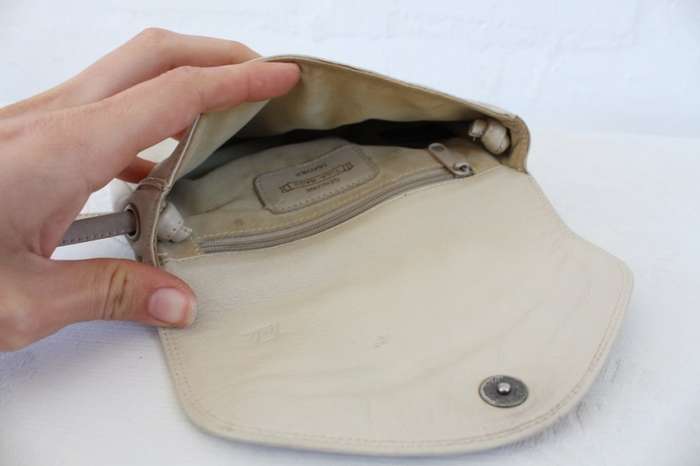 VINTAGE CREAM GENUINE LEATHER TULA MINI SLING BAG HANDBAG