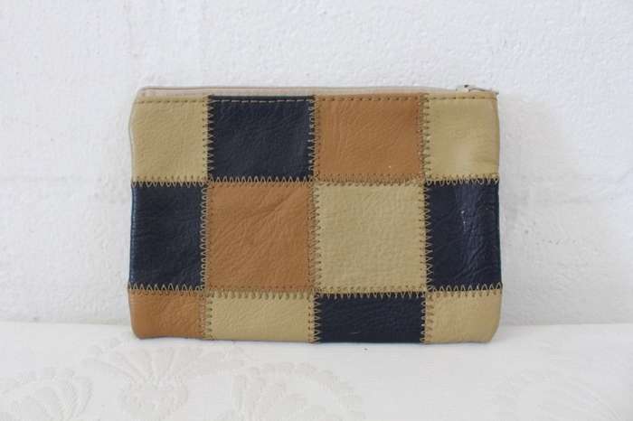 VINTAGE SEBERINI GENUINE LEATHER PATCH BROWN ZIP PURSE BAG