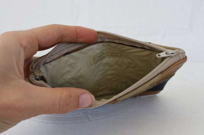 VINTAGE SEBERINI GENUINE LEATHER PATCH BROWN ZIP PURSE BAG