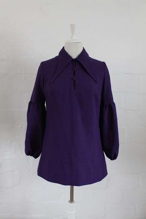 VINTAGE DARK PURPLE MINI DRESS TOP SHIRT - SIZE 10