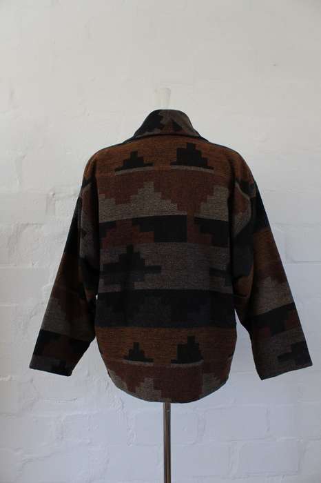 VINTAGE WOOL NAVAJO TRIBAL JACKET COAT - SIZE L