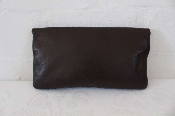 GENUINE LEATHER VINTAGE BROWN CHAIN HANDBAG BAG
