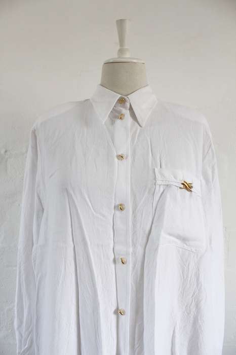 VINTAGE NEUMANN BERLIN DESIGNER WHITE LONG SLEEVE SHIRT TOP BLOUSE - SIZE 18