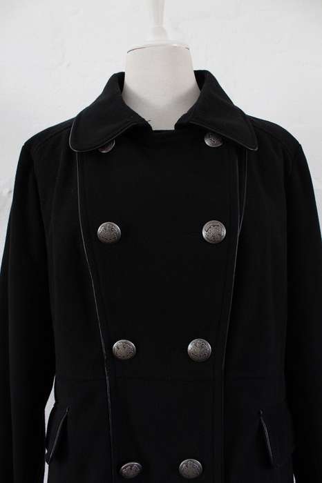 WOOLWORTHS DOUBLE BREASTED BLACK JACKET COAT - SIZE 14