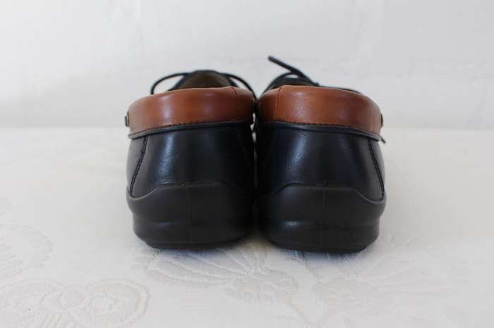 GENUINE LEATHER NAVY TAN HOTTER MOCCASINS SHOES - SIZE 5.5