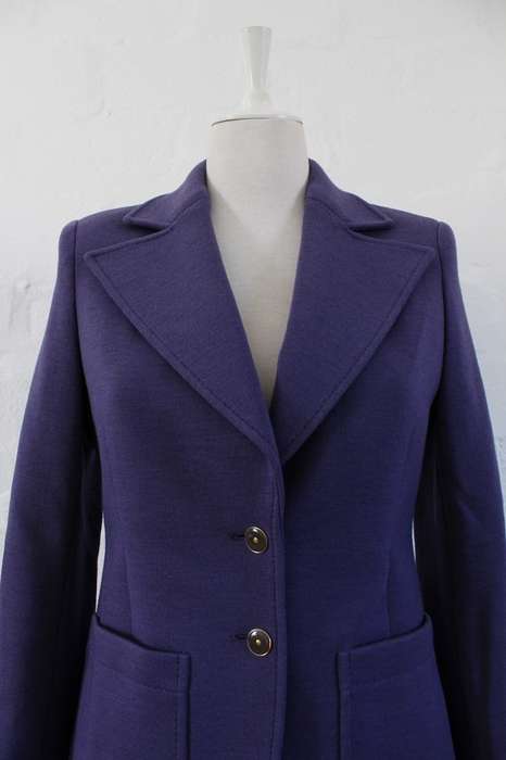 JAEGER DESIGNER VINTAGE WOOL PURPLE BLAZER JACKET - SIZE 10