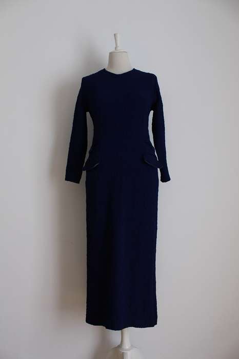 *ELZBIETA ROSENWERTH* DESIGNER VINTAGE BLUE RUCHED COCKTAIL DRESS - SIZE 12