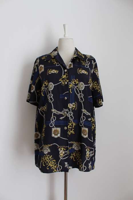 VINTAGE NAUTICAL PRINT NAVY TWO PIECE PLEATED SKIRT TOP - SIZE 16