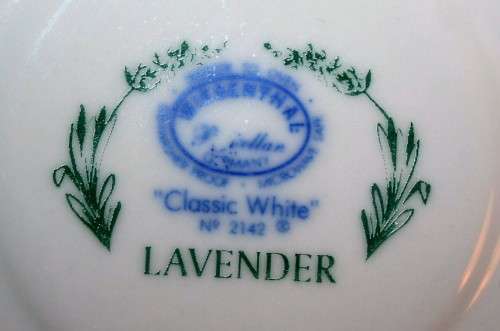 Five Vintage Wiesenthal classic white no 2142 Porcelain - Lavender- Germany - Saucers / Side Plates