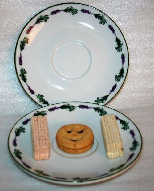 Five Vintage Wiesenthal classic white no 2142 Porcelain - Lavender- Germany - Saucers / Side Plates