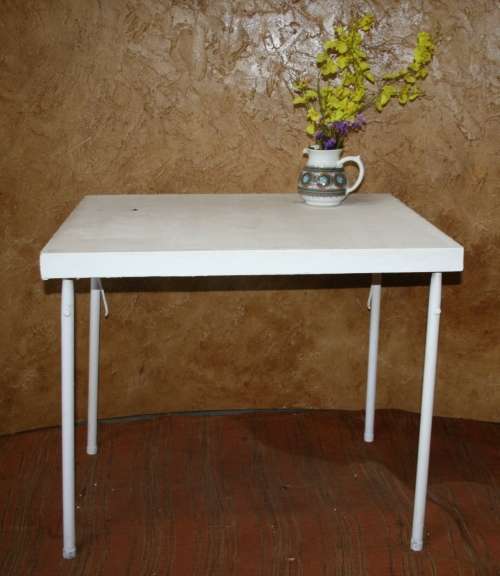 A VERY HANDY TO HAVE VINTAGE FOLD UP METAL TABLE - FOR CAMPING - MARKETS - EXTRA PATIO TABLE!!!