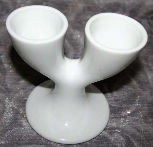A Gorgeous Vintage Crisp White ceramic Double Egg Cup
