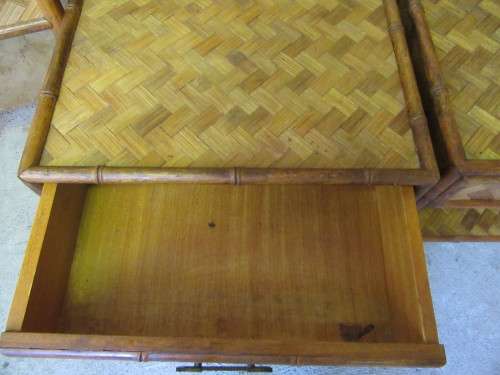 WOW - THIS IS DIFFERENT -  TWO PEDESTALS AND TWO HEADBOARDS - WEAVED WITH GORGEOUS CANE BID PER ITEM