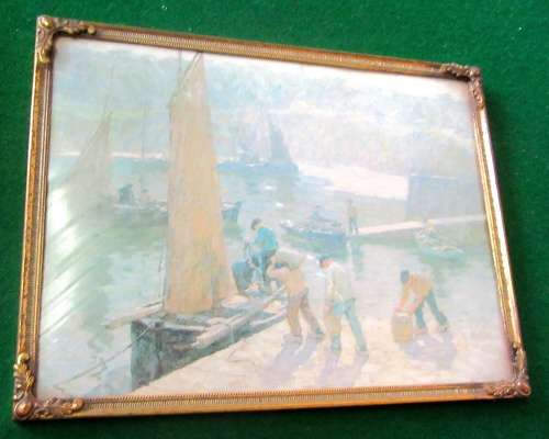 WOW THIS IS STUNNING - VINTAGE NAUTICAL PRINT IN A ANTIQUE BRASS METAL FRAME