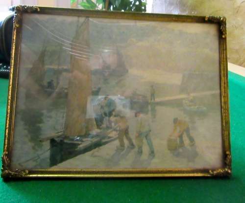 WOW THIS IS STUNNING - VINTAGE NAUTICAL PRINT IN A ANTIQUE BRASS METAL FRAME