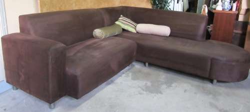 A MARVELOUS CHOCOLATE BROWN CORNER UNIT - FABRIC IN GOOD CONDITION - BEEN PROFESSIONALLY  CLEANED