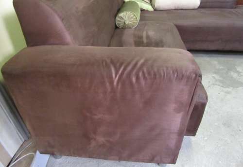 A MARVELOUS CHOCOLATE BROWN CORNER UNIT - FABRIC IN GOOD CONDITION - BEEN PROFESSIONALLY  CLEANED