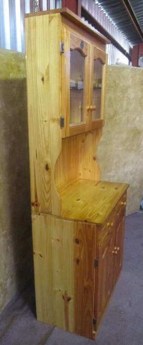 A MAGNIFICENT SOLLID WOOD CUPBOARD WITH TWO GLASS DOORS WILL LOOK STUNNING IN A COTTAGE STYLE KITCHE