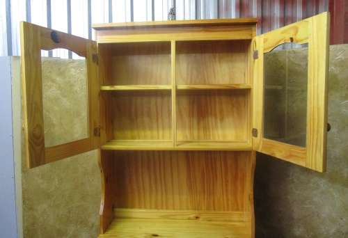 A MAGNIFICENT SOLLID WOOD CUPBOARD WITH TWO GLASS DOORS WILL LOOK STUNNING IN A COTTAGE STYLE KITCHE
