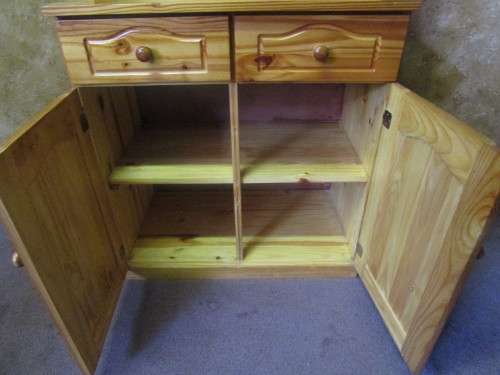 A MAGNIFICENT SOLLID WOOD CUPBOARD WITH TWO GLASS DOORS WILL LOOK STUNNING IN A COTTAGE STYLE KITCHE